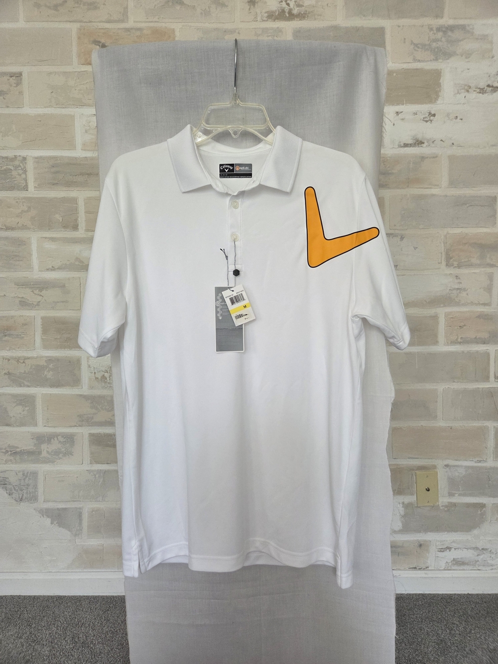 Callaway White Polo with Orange Chest Accent